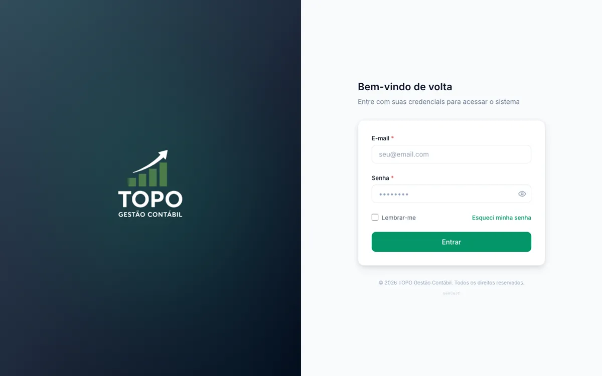 Tela de login do TOPO